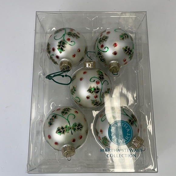 Martha Stewart glass ornament set of 6 - Picture 1 of 3